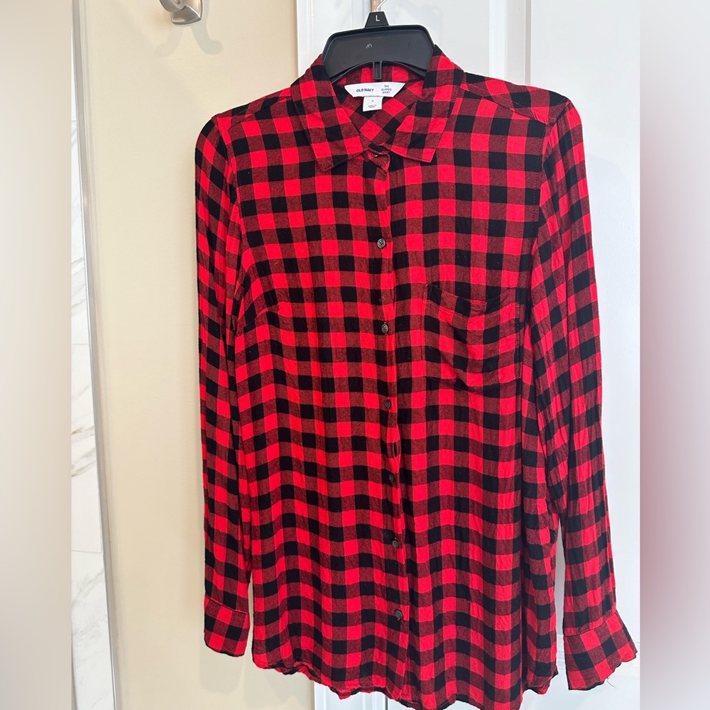 Old Navy The Classic Shirt Tunic Buffalo Plaid Small